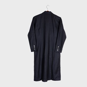 Preloved Schwarz / Dunkelgrau ultradünne zweireihige Kaschmir-Mix-Mantel Größe M, Frühling Sommer leichte dünne lange Frauen Mantel Bild 10