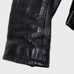 Vintage 80s black motorcycle leatherjacket, grunge biker leather jacket, women S-L, men S-M image 11