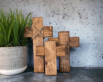 Wooden crosses, Easter cross, Spring decor, religious cross, Baptism gift, First Communion gift, Wedding, Easter tiered tray, Farmhouse