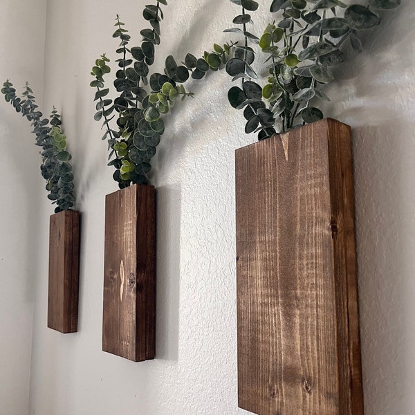 Wood Wall Pocket | Wood Hanging Vase for Greenery or Dried Flowers | Wood pocket | Wooden wall vase | Pocket vase | Wall flower holder