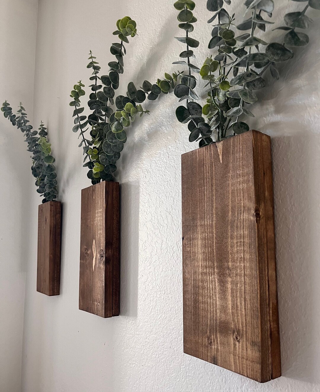 Wood Wall Pocket Wood Hanging Vase for Greenery or Dried Flowers Wood