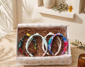 Set of 4 Fabric Headbands Summer Collection | Exclusive Print Headbands | Handmade Hair Accessories Gift Box