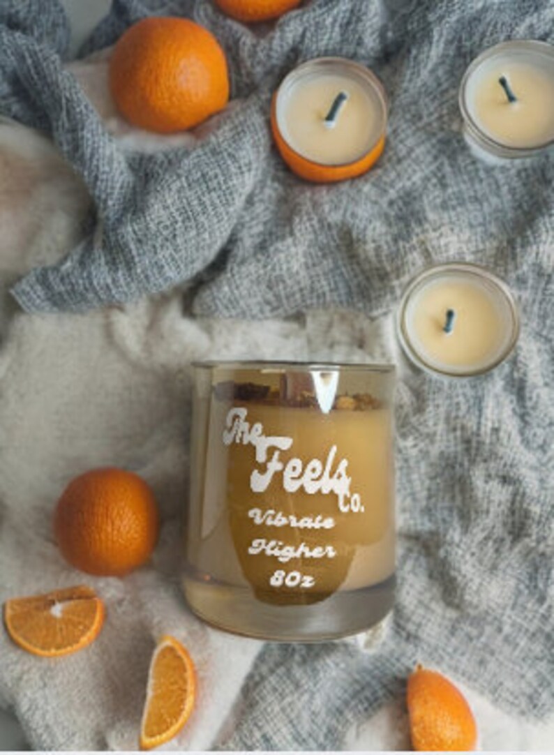 Blood Orange Soy Candle 8oz Hand Poured With Soy Wax Essential Oils