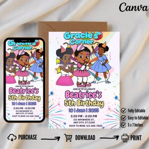 Gracie’s Corner birthday invitation, Gracie&#39;s Corner Invitation, Gracies Corner Birthday Party, Gracie Corner Invite, Gracie Corner Party