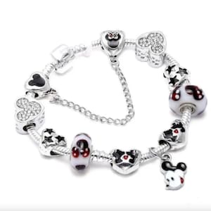 Pandora Style Black and White Mickey Bracelet