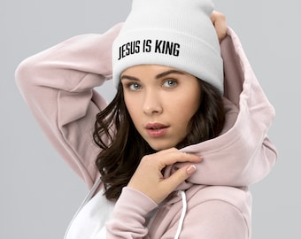 Jesus Is King | The Social Apologist | Cuffed Beanie White with Black