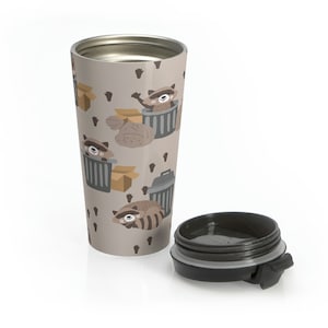 Trash Pandas Raccoon Print Stainless Steel Travel Mug - insulated; hot cold; coffee; beverage