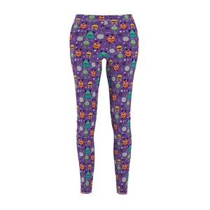 Monster Print on Purple Medium Scale Women&#39;s Yoga Pants Casual Leggings