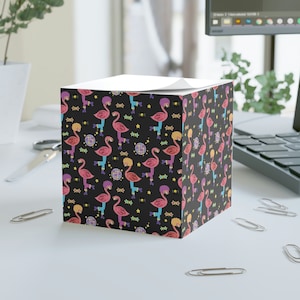 Roller Disco Flamingo Print Sticky Sheet Note Block Cube