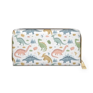 Cartera con cierre de cremallera y estampado de dinosaurios
