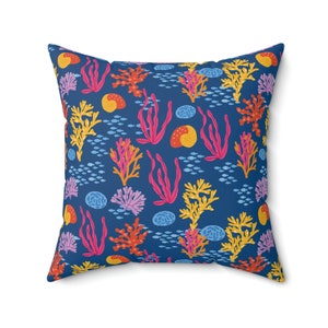 Coral Reef Print Spun Polyester Square Pillow Case