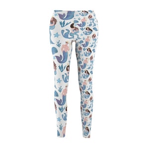 Watercolor Mermaid Print Two Scale Women&#39;s Yoga Pants Casual Leggings