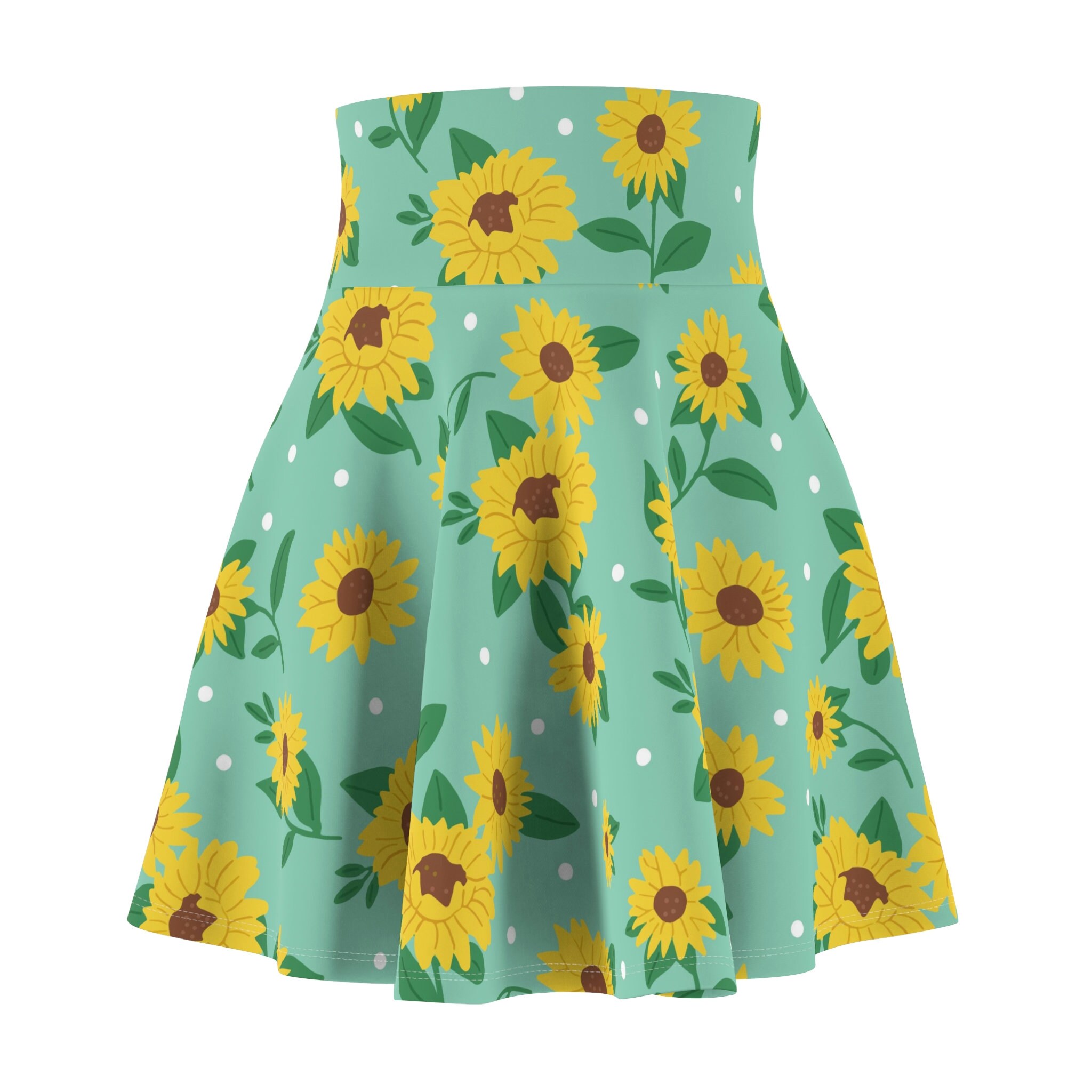 Sunflower Print Women s Skater Skirt Etsy