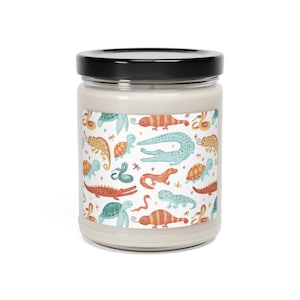 Watercolor Reptiles Scented Soy Candle, 9oz