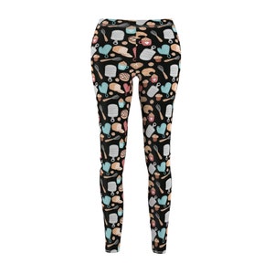 Let&#39;s Bake! Baking Print Medium Scale Women&#39;s Yoga Pants Casual Leggings