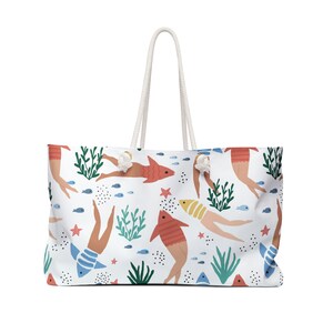 Reverse Mermaids Large Tote Weekender Bag