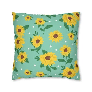 Sunflower Print Spun Polyester Square Pillow Case