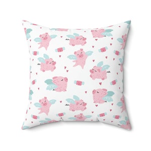 When Pigs Fly Spun Polyester Square Pillow Case