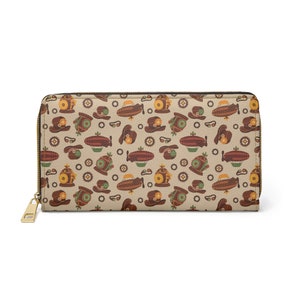 Steampunk Print Zipper Closure Wallet