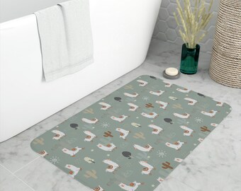 Desert Alpacas/Llamas Memory Foam Bath Mat