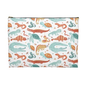 Watercolor Reptiles Printed Accessory Pouch