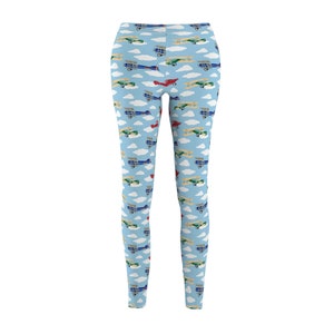 Vintage Airplanes Medium Scale Print Women&#39;s Yoga Pants Casual Leggings