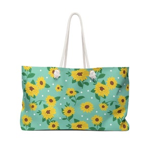 Sonnenblumen auf Türkis, Weekender Tasche - Große Einkaufstasche