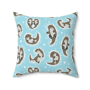 Otternal Love Otter Print Spun Polyester Square Pillow Case