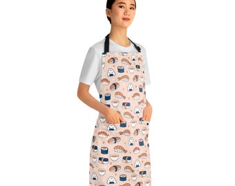 Sushilicious! Sushi Print Satin Finish Apron with Pockets