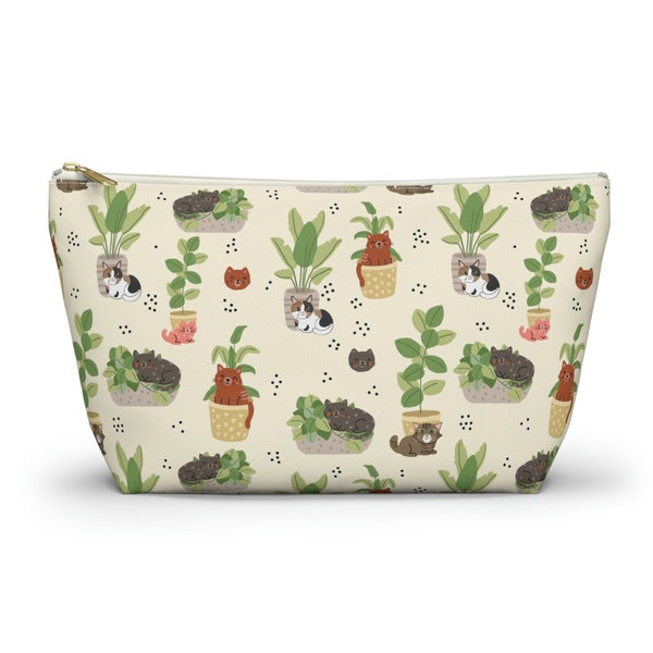 Pochette pour accessoires avec mascotte de chat Cuties chlorophylle avec fond en T