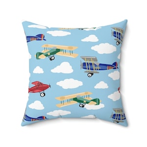 Vintage Airplanes Spun Polyester Square Pillow Case