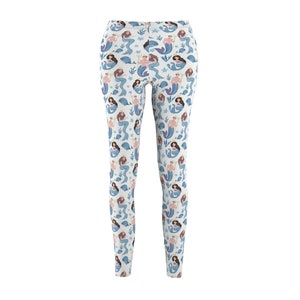 Watercolor Mermaids Print Medium Scale Women&#39;s Yoga Pants Casual Leggings