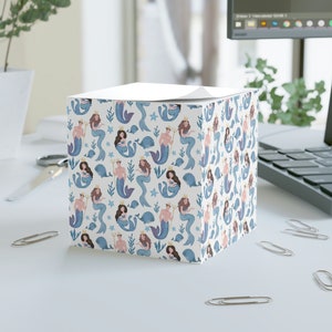 Watercolor Mermaids Print Sticky Sheet Note Block Cube