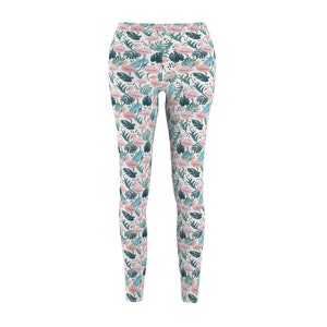 Tropical Flamingos Medium Scale Print Women&#39;s Yoga Pants Casual Leggings