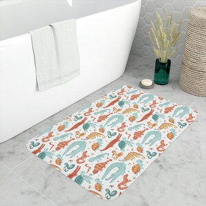 Watercolor Reptiles Print Memory Foam Bath/Kitchen Floor Mat
