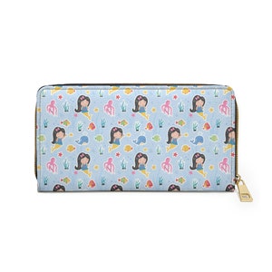 Cute Mermaids Printed Zipper Closure Wallet