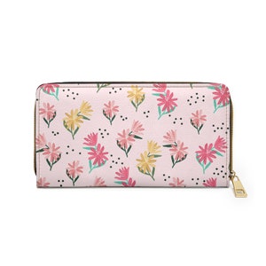 Michelle Floral Flower Print Zipper Closure Wallet