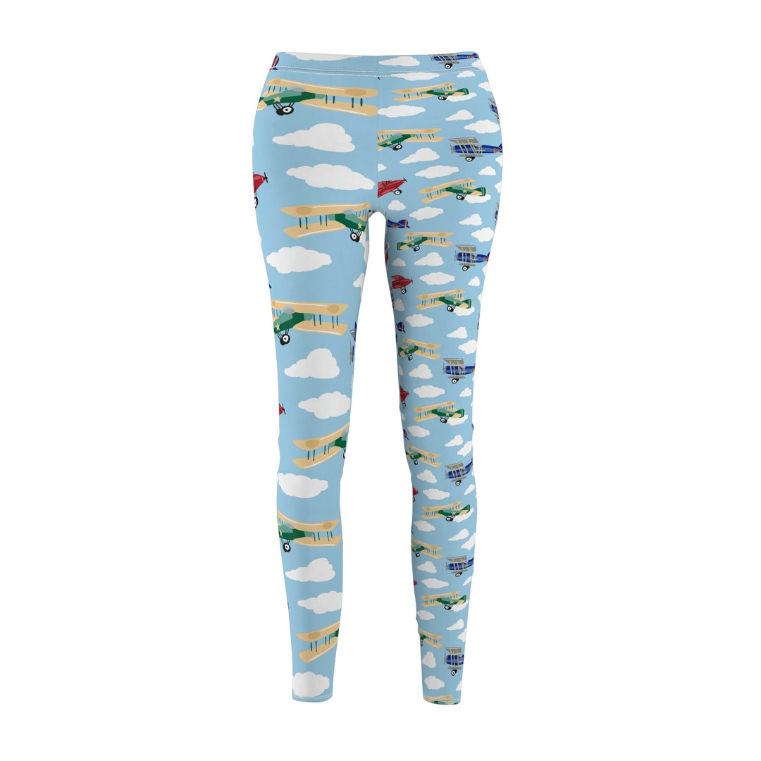 Vintage Airplanes Two Scale Print Women's Yoga Pants Casual Leggings Etsy