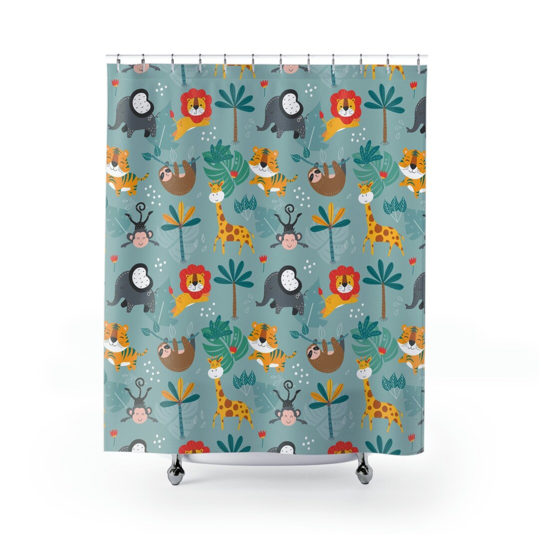 Jungle Animals Shower Curtains Etsy