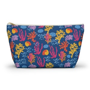 Coral Reef Printed Accessory Pouch w T-bottom