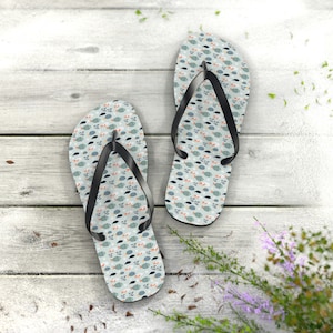 Something&#39;s Fishy Fish Print Flip Flops - beach sandals, shower shoes, casual footwear, poolside