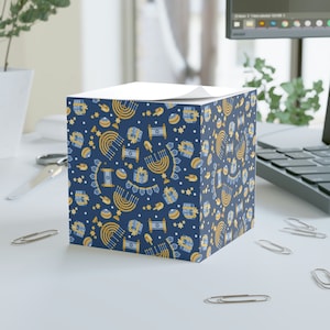 Hannukah on Blue Sticky Sheet Note Block Cube
