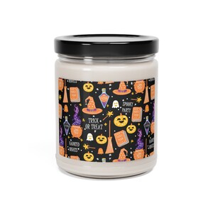 Bougie de soja parfumée Halloween sur fond noir, 9 oz