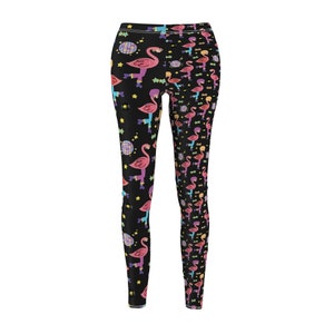 Roller Disco Flamingo Print Two Scale Women&#39;s Yoga Pants Casual Leggings