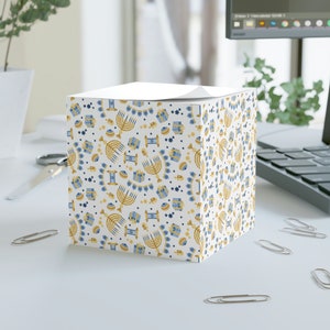 Hannukah on White Print Sticky Sheet Note Block Cube