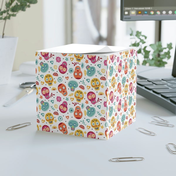 Sugar Skulls Print Sticky Sheet Note Block Cube