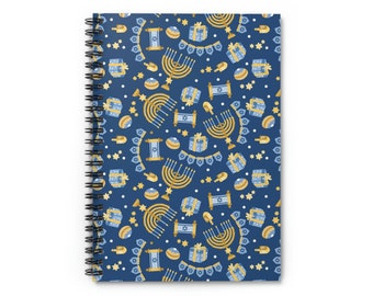 Hannukah on Blue Spiral Notebook - Ruled Line