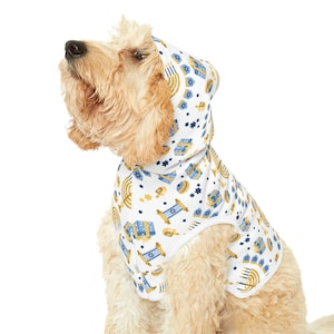Hannukah on White Dog Hoodie - Pet Sweater Choose your size
