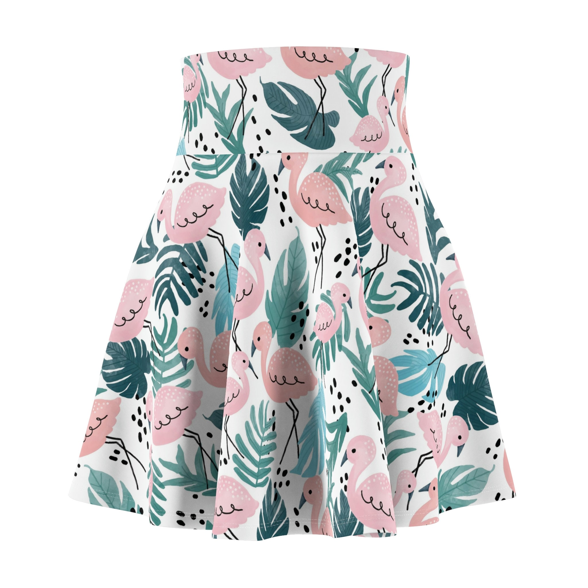 Tropical Flamingos Large Scale Women's Skater Skirt