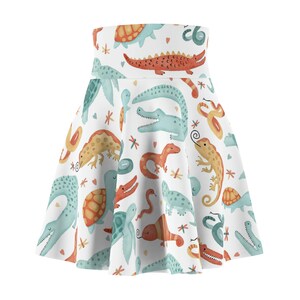 Watercolor Reptiles Print Women&#39;s Skater Skirt